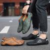 Summer 2025 New Large Size Men's Casual Soft-soled Doudou Shoes Hollow Breathable Lazy Foot Sleeve Men's Leather Shoes