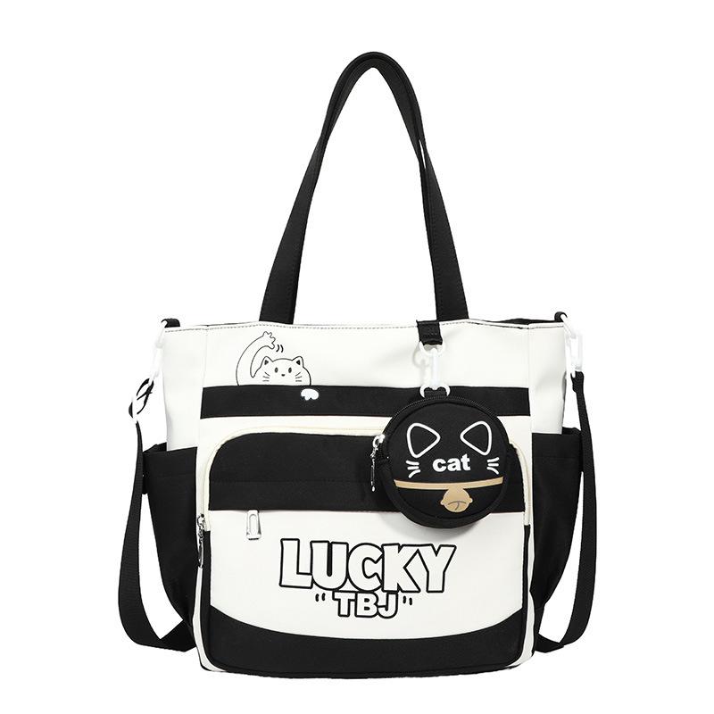 Torba na ramię damska prosta rekreacyjna studencka torba tote o dużej pojemności z nadrukiem literowym torba listonoszka