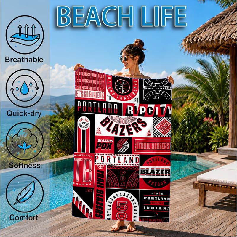 Trail Blazers Logo Beach Towel, Microfiber Beach Towel, Perfect For Pool, Beach, Travel, Home Decor Beach Party Fan Gifts