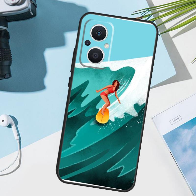 Surfboard Surfing Surf Girl Cover For OPPO Reno 14 Pro 10 11 12 13 14F 13F 12F 11F 7 8 Lite OPPO Find X9 X6 X5 X8 Pro Case