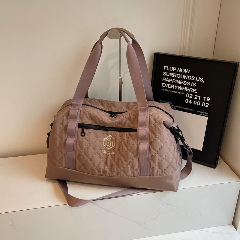 Rhombus Fitness Bag Portable Yoga Bag Women's Dry and Wet Separation Waterproof Large Capacity Luggage Bag Short-haul Travel Bag