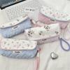 Sweet Floral Pencil Case With Lanyard Handbag Girly Cosmetic Bag Large Capacity Portable Storage Bag Student Stationery Bag Gift
