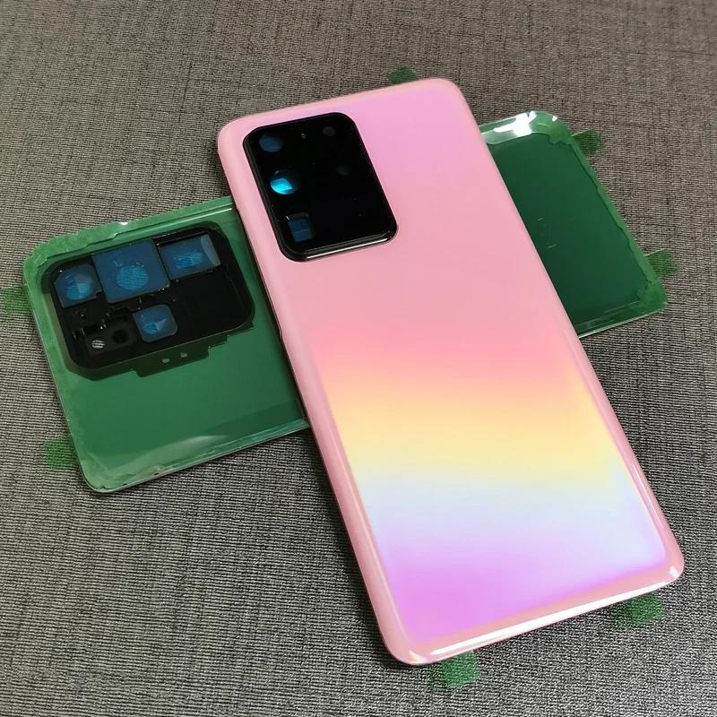 

Back glass Cover For Samsung Galaxy S20 Ultra Rear Housing Cover Replacement With Camera Lens S20Ultra SM-G988 G988 G988B рожевий
