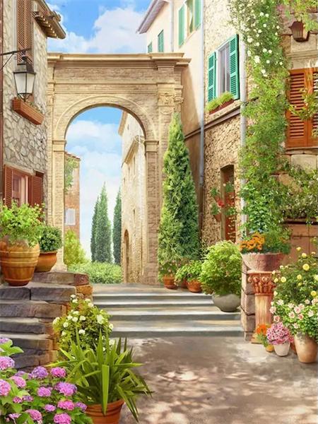 Volle quadratische Runde 5D Diamant Malerei Tür Garten Home Decor Stickerei Mosaik Landschaft Wandkunst