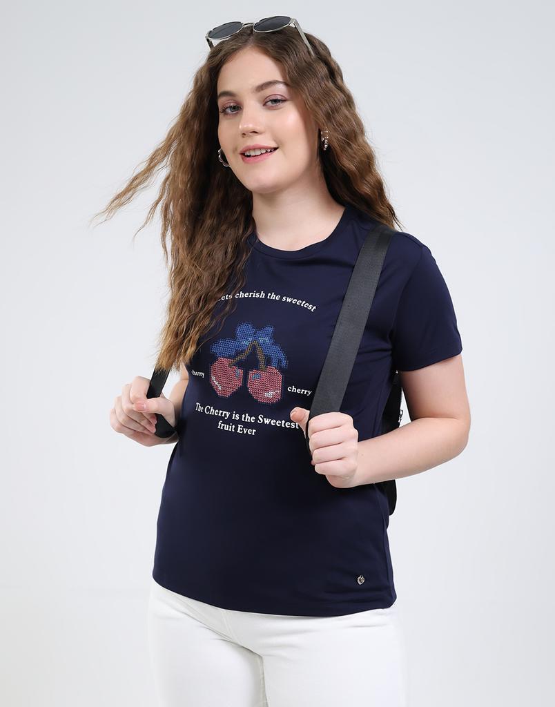 MONTE CARLO Damen Rundhals-Oberteil mit halbem Ärmel