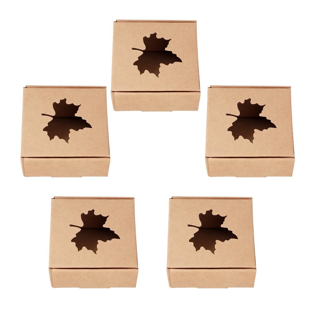 50Pcs Maple Leaf Pattern Kraft Paper Packing Box Small Gift Craft Wrapping Box Wedding Party Favor