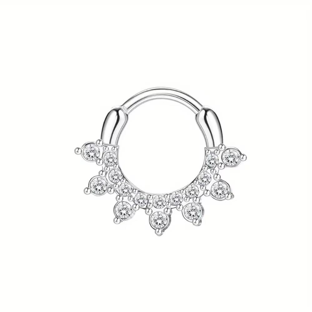 

Bobisty 1pc Septum Jewelry 16G Daith Earrings Hinged Hoop Nose Rings 316L Stainless Steel Septum Clicker CZ Rings Daith Earrings 16G(1.2m m)x8mm