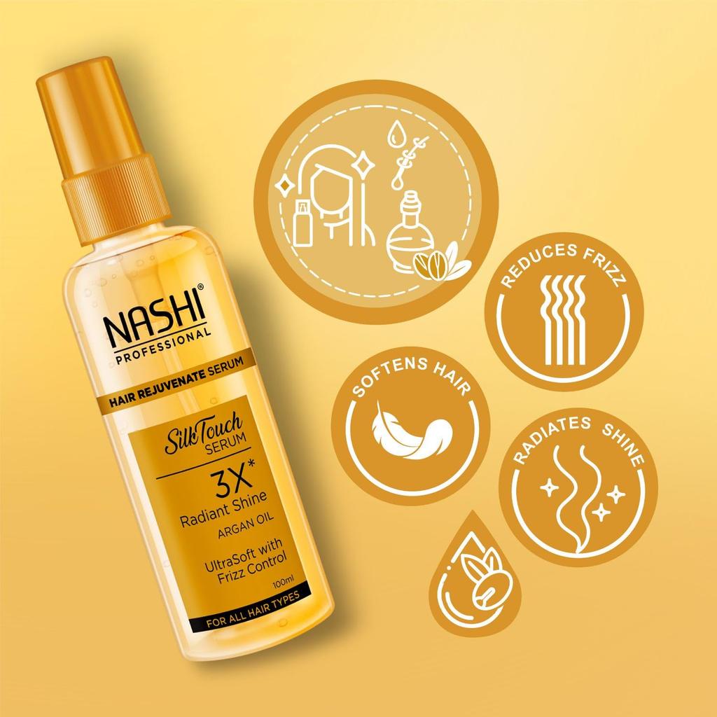 Nashi Professional Siero Ringiovanente per Capelli 100ml Olio di Argan per Controllo dell'effetto crespo Capelli Lisci e Setosi