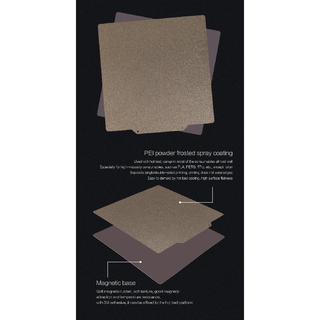 3DSWAY 3D Printer Parts Double Sided Textured PEI Powder Coated Spring Steel Sheet Build Plate Hot Bed 220/235/310/410 Ender 3