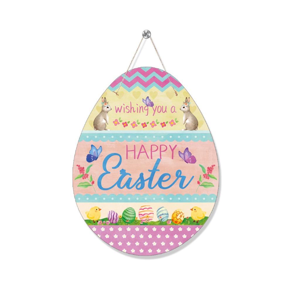 Practical Cardboard Hanging Easter Bunny Egg Pendant Decorations Easter Party Decorations Easter Welcome Door Sign