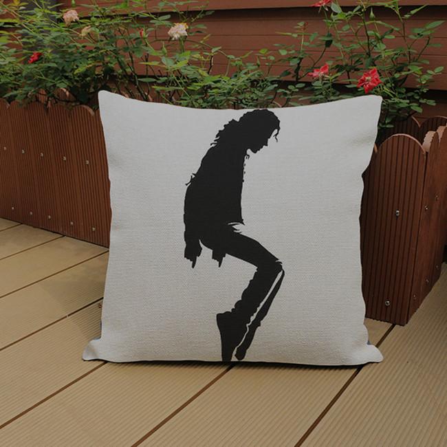Supper Star Michael Jackson Black And White Portrait Cushion Cover Cotton Linen Decoration Bar Concert Hall Throw Pillow Case
