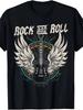 Men'S Vintage Rock and Roll Graphic T-Shirt - Retro Music Tee with Guitar & Wing
