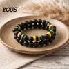 Versatile Fashion Accessories for Men Natural Obsidian Stone Bracelet Men, 8mm Rock Beaded Simple Wrist Decor Stretch Bracelet, Stackable Elastic
