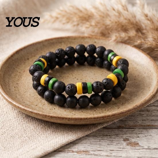 Versatile Fashion Accessories for Men Natural Obsidian Stone Bracelet Men, 8mm Rock Beaded Simple Wrist Decor Stretch Bracelet, Stackable Elastic