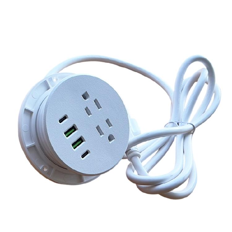 Desk Mounted Power Strips 2AC Outlets 4 USB Port 65W Fast Charging Safety Certifieds Charging Station For Workspaces