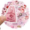 50Pcs Kawaii Stickers for Water Bottles, Cute Vsco Vinyl Laptop Stickers, Waterproof Aesthetic Stickers, Pink Sticker Pack for Kids Girls