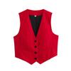 Spring and Summer New Women's Clothing Minimalist Style V Neck Sleeveless Decorated Row Button Short Candy Color Vest Jacket 2347888