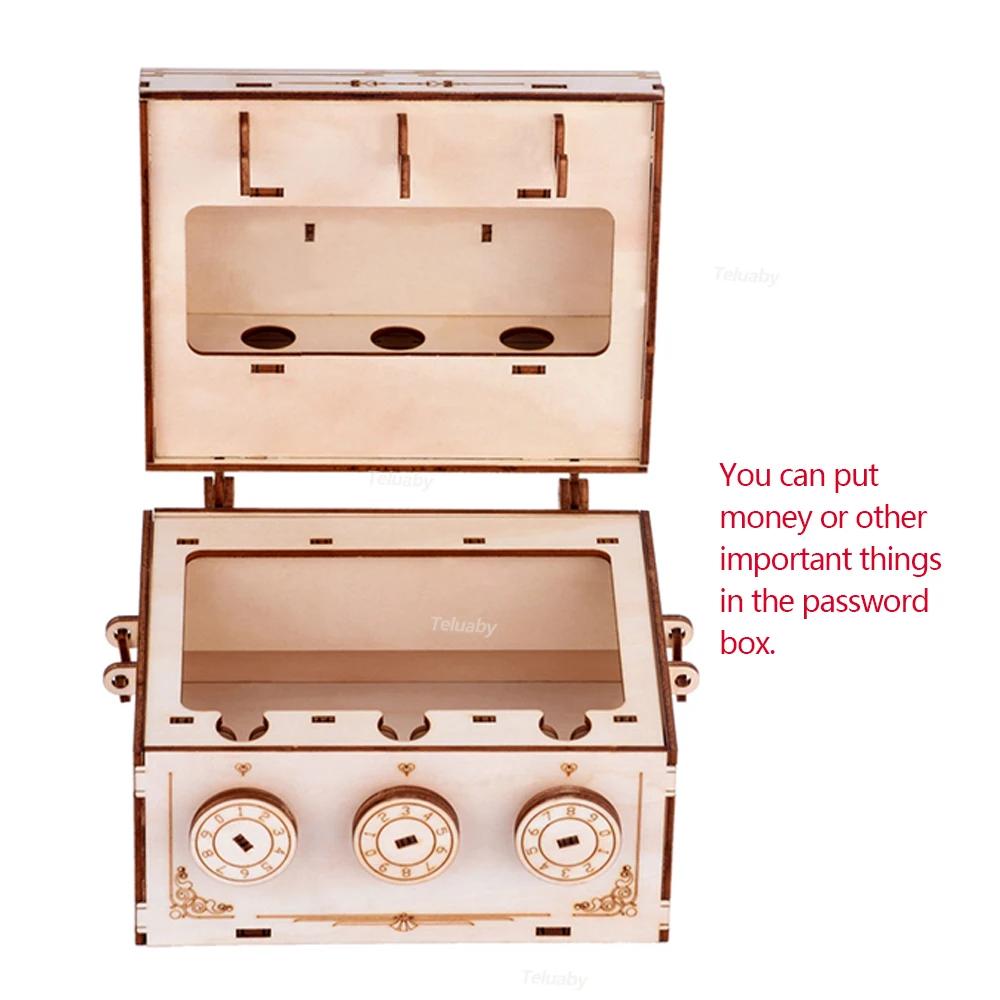 Slaptažodžio dėžutė „Pasidaryk pats“ vaikams 3D medinių dėlionių surinkimo modelių rinkiniai Montessori STEM žaislai vaikams Vaikams berniukams mergaitėms gimtadienio dovana