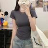 Women Solid Color Slim Fit Short Sleeve Crew Neck Casual T Shirt