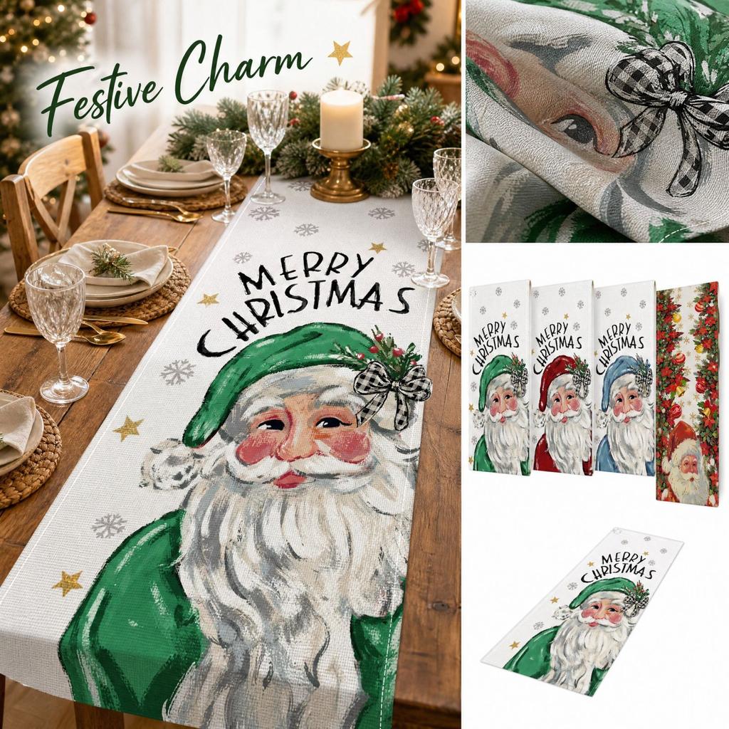 Christmas Table Runner Holiday Home Decor Long Dining Table Cover Cloth for Festive Dining