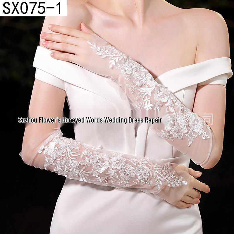 Elegant Pearl Bow Wedding Gloves - French Aesthetic for Bridal Portrait Styling