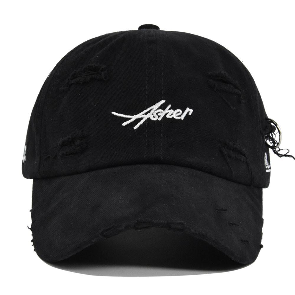 Tongue Duck Hat Asher Letter Embroidered Baseball Hat Broken Holes Sun Shade