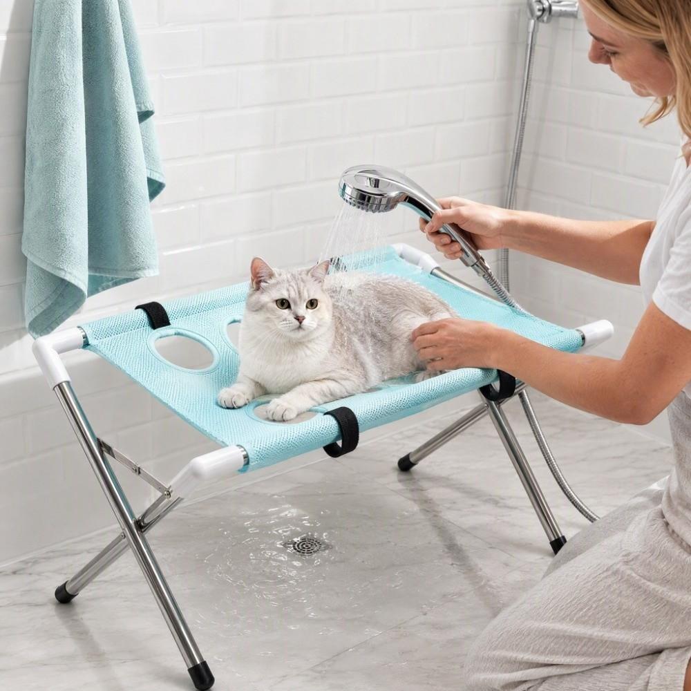 Foldable Pet Grooming Table Non-Slip Pet Grooming Hammock Rust-proof Pet Bathing Stand Pet Washing