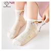 Girls' Summer Silk Mid-Calf Cartoon Mesh Socks - Breathable and Thin Cotton
