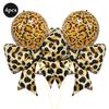 Leopard Print Bow Foil Balloons 4D Round Cheetah Animal Balloon Wild One Jungle Safari Theme Birthday Bachelorette Party Decor