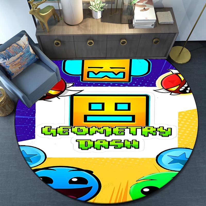 Geometry Dash: Dance To The Beat Round Rug for Livingroom,Bedroom, Palyroom, Chair Rug, Area rug, Circle Carpet, Fan Christmas gift