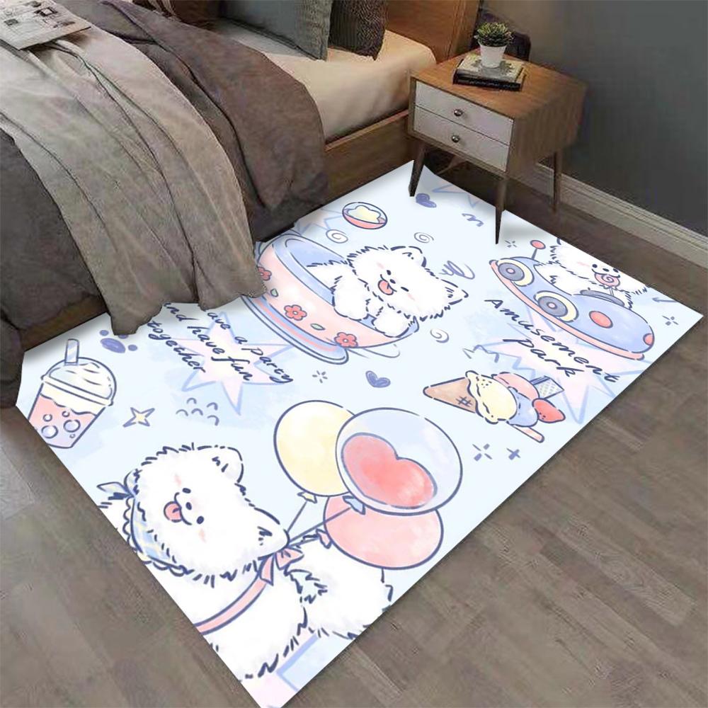 Kawaii Niedliche Hunde Druck Teppich für Zuhause Wohnzimmer Schlafzimmer Sofa Fußmatte Dekor Großer Flächenteppich Rutschfeste Bodenmatte Modisch