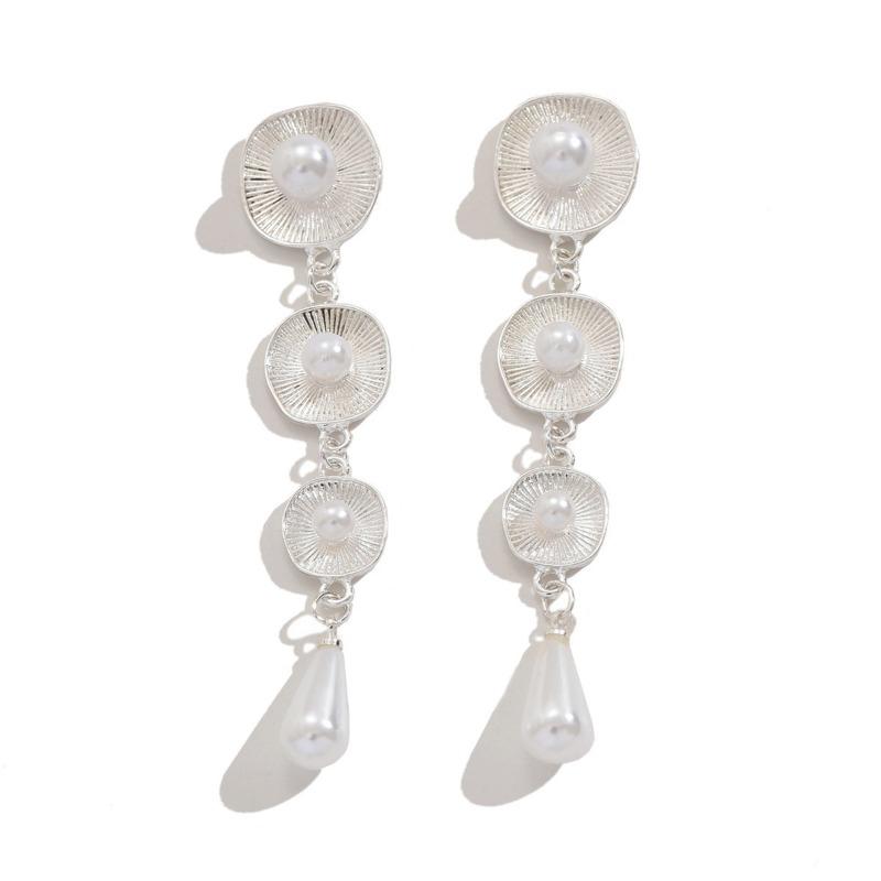 Pearl Earrings Jewelry Round Tassel Niche Stud Earrings Exaggerated Personality Long Water Drop Earrings