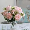 Korean Style Artificial Bouquet: 5-Head Rose & Peony for Home or Wedding Decor