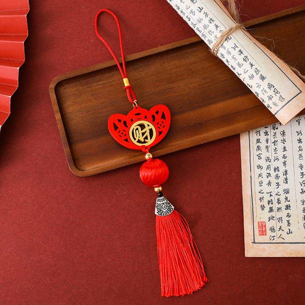 Chinese New Year Decoration Traditional Red Hanging Ornament Lucky Fu Pendant With Tassel For Spring Festival Home Office Decor