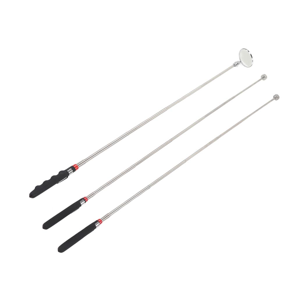 3PCS Magnetic Pick Up Tool Telescopic Mirror Rubber Handle 8lb Magnetic Grabber for Narrow Space