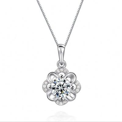 925 Silver Four-Leaf Clover Pendant Fashion Four-Leaf Clover Stamen Silver Pendant Baita Necklace