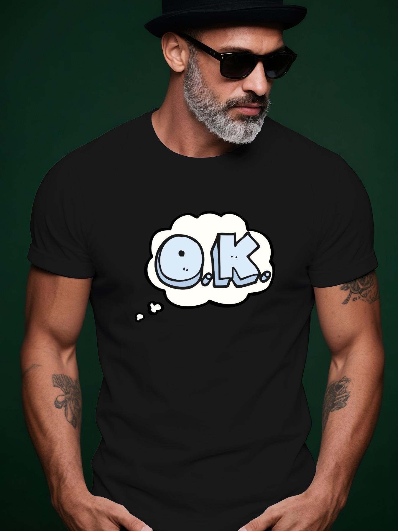 Cotton Tshirt with Hand-Drawn Thought Bubble OK Design ... S