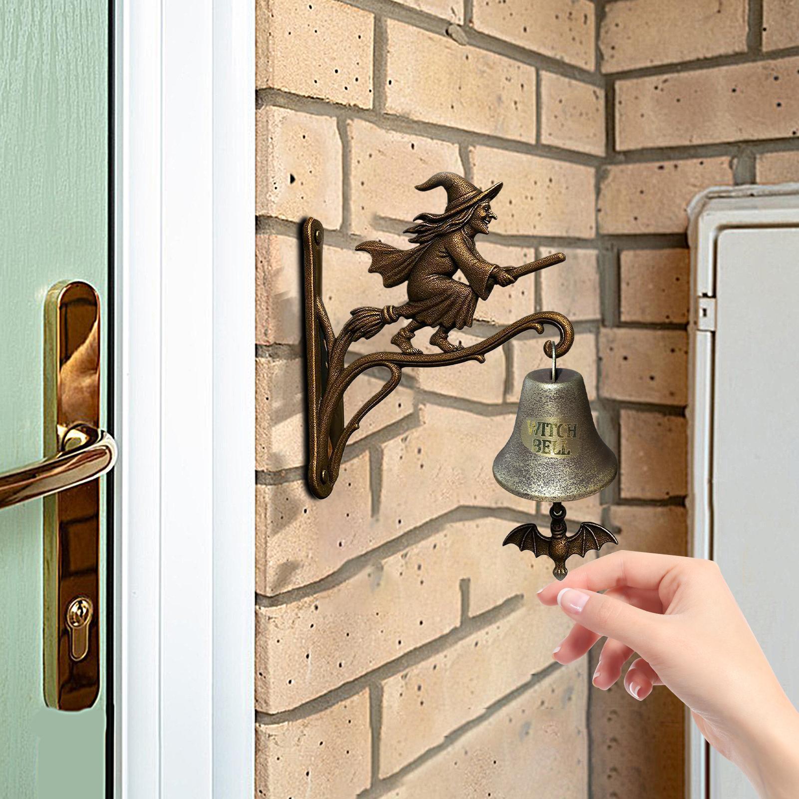 

Halloween Vintage Witch Doorbell Gothic Metal Witch Hangable Garden Decor Outside Doorbell For Cottage Porch Entrance CHINA