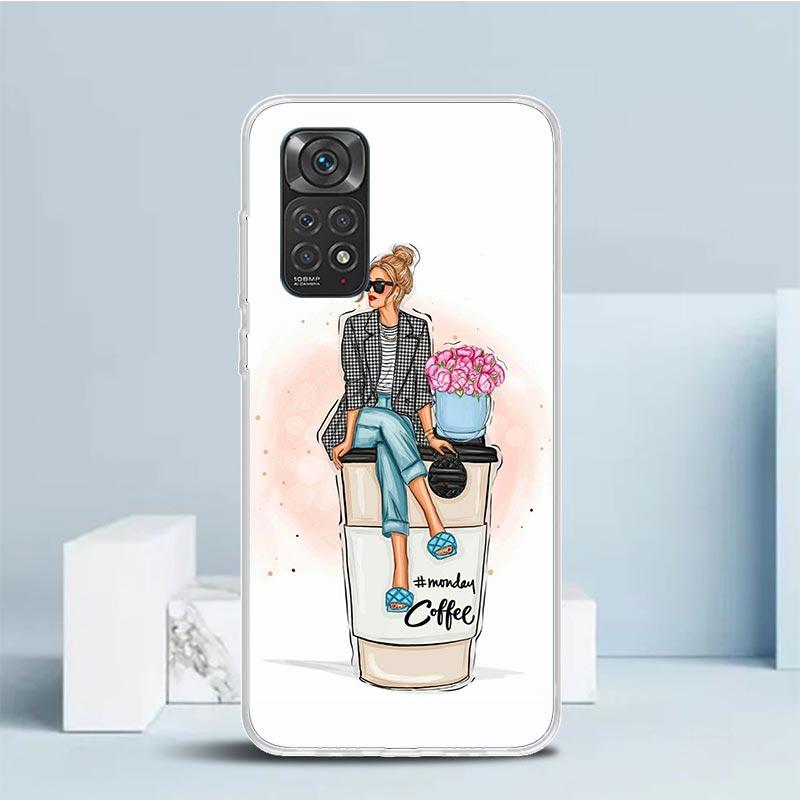 Girl Boss Female Coffee Phone Case For Xiaomi Redmi Note 15 14 14S 13 12S 12 Pro Plus 11S 11 11T 11E 10S 10 + Soft TPU Back Cove