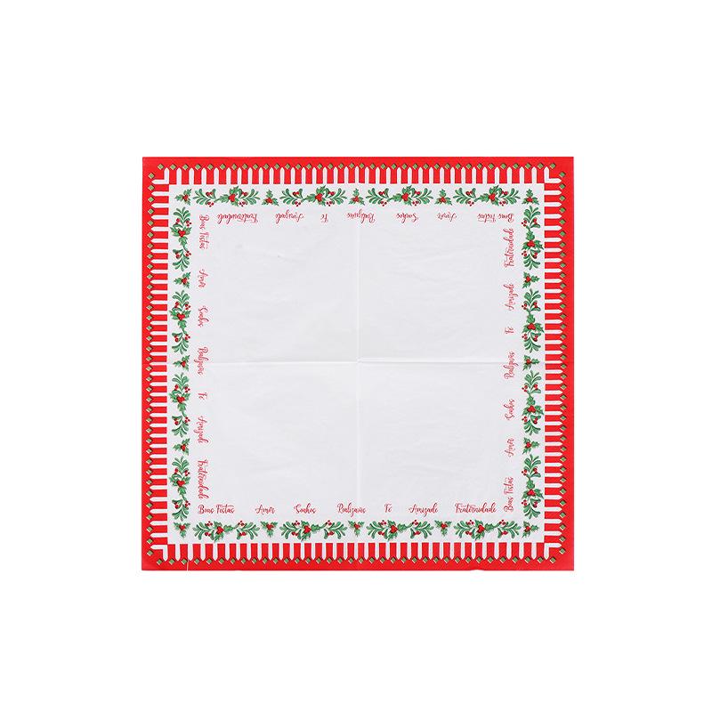 Christmas Lace Virgin Wood Pulp Square Napkins - Disposable Paper Napkins for Holiday Meals