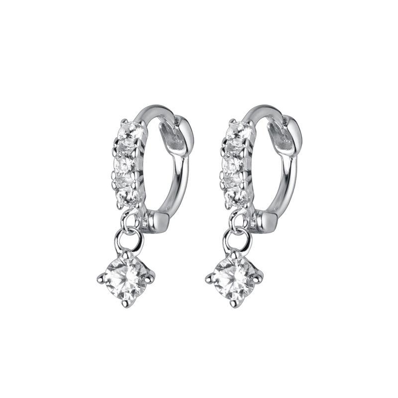 925 Silver Simple Zircon Small Earrings For Woman Piercing Wedding Vintage Luxury Elegant Jewellery Prevent Allergies