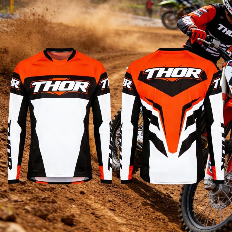 THOR Long Sleeve Mountain Bike Jersey Cycling Apparel Quick Dry Downhill Riding Shirt Men
