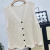 Knitted Vest Coat Women Spring Autumn Hollow Sweater Sleeveless Jacket Ladies Loose Large Size Cardigan Waistcoat Top