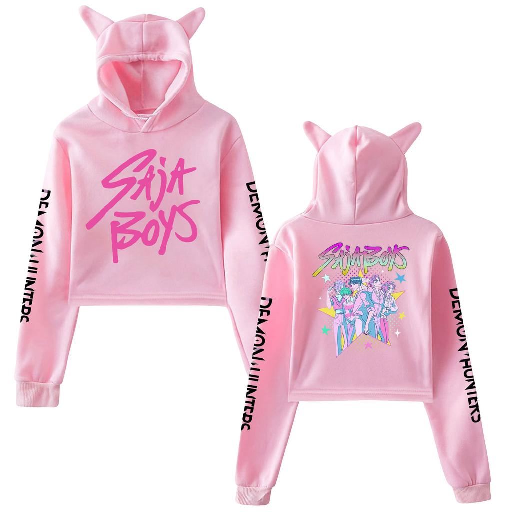Hot K-pop Anime Kpop Demon Hunter Saja Boys Crop Tops Women Sweatshirt Long Sleeve Girls Fashion Hoodie