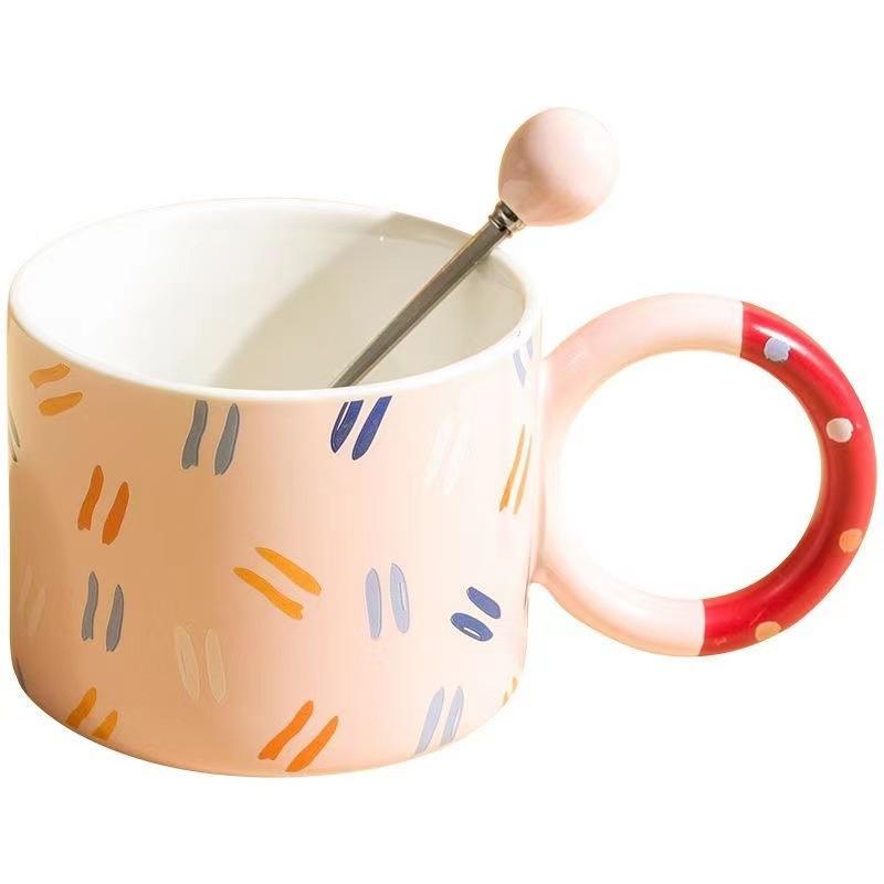 Ins Style High Value Mug Creative Cute Drinking Cup Girls Ceramic Cup Office Couple Coffee Cup