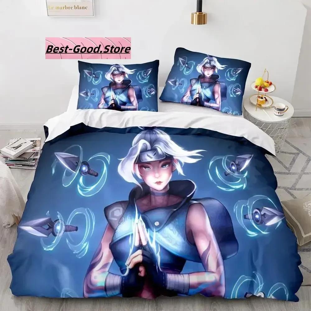 Gaming Valorant Beding Set Single Twin Ful Quen King-Sized Dimensionsd Dimensions Bed Linen Set Aldult Kid Bedrom Duvetcover Sets 3D Print Anime 039