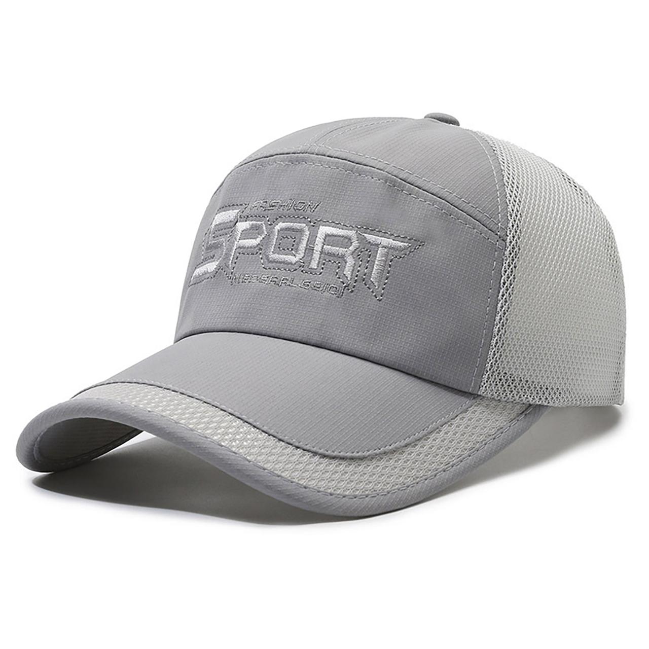 

Men Letter Embroidery Baseball Hat Summer Mesh Breathable Solid Color Sunshade Duck Tongue Cap Male Casual Outdoor Peaked Hat Adjustable сірий