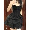 Ballet Waist Suspender Dress Women's Summer Casual Black Short Small Princess Fluffy Cake Dress