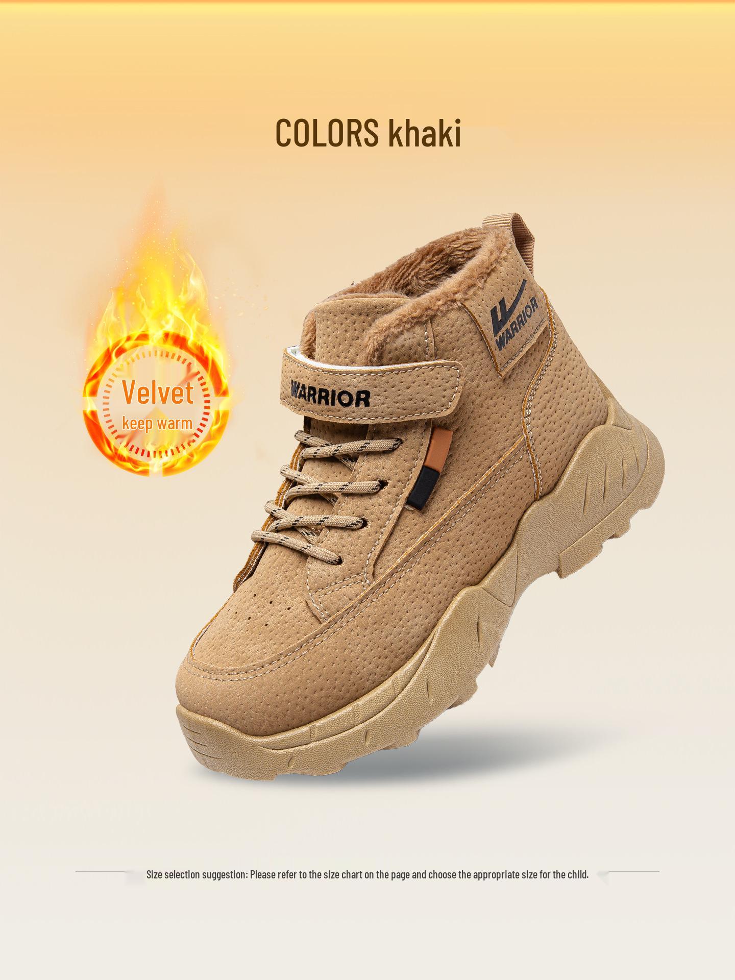 Warrior Boys  Winter Fleece-Lined Cotton Snow Boots - Outdoor Sports Style Size 30