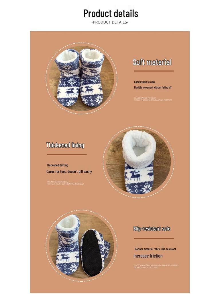 Weihnachtsserie Indoor Baumwollpantoffeln: Gemütliche Winter-Hausschuhe für Damen und Herren